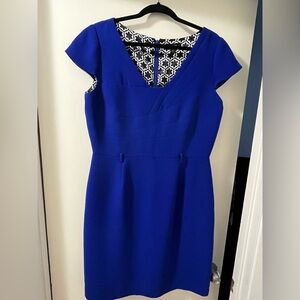 Tahari cobalt blue cap sleeve career dress size 14